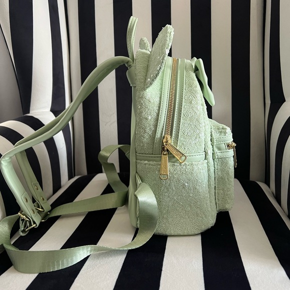 Disney Loungefly Mint Green Sequin Minnie Mouse Backpack (Rare!) - Picture 2 of 7